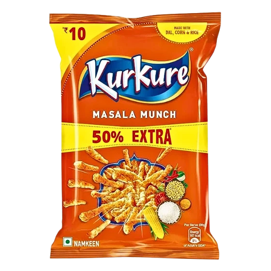 Kurkure, Masala Munch, 36g/38g/39.5g (25.3g+12.7g EXTRA)