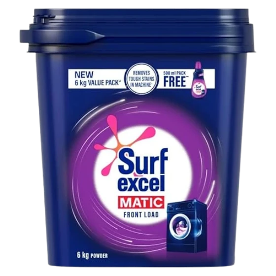 Surf Excel Matic Powder Front Load 6kg +500ml liquid